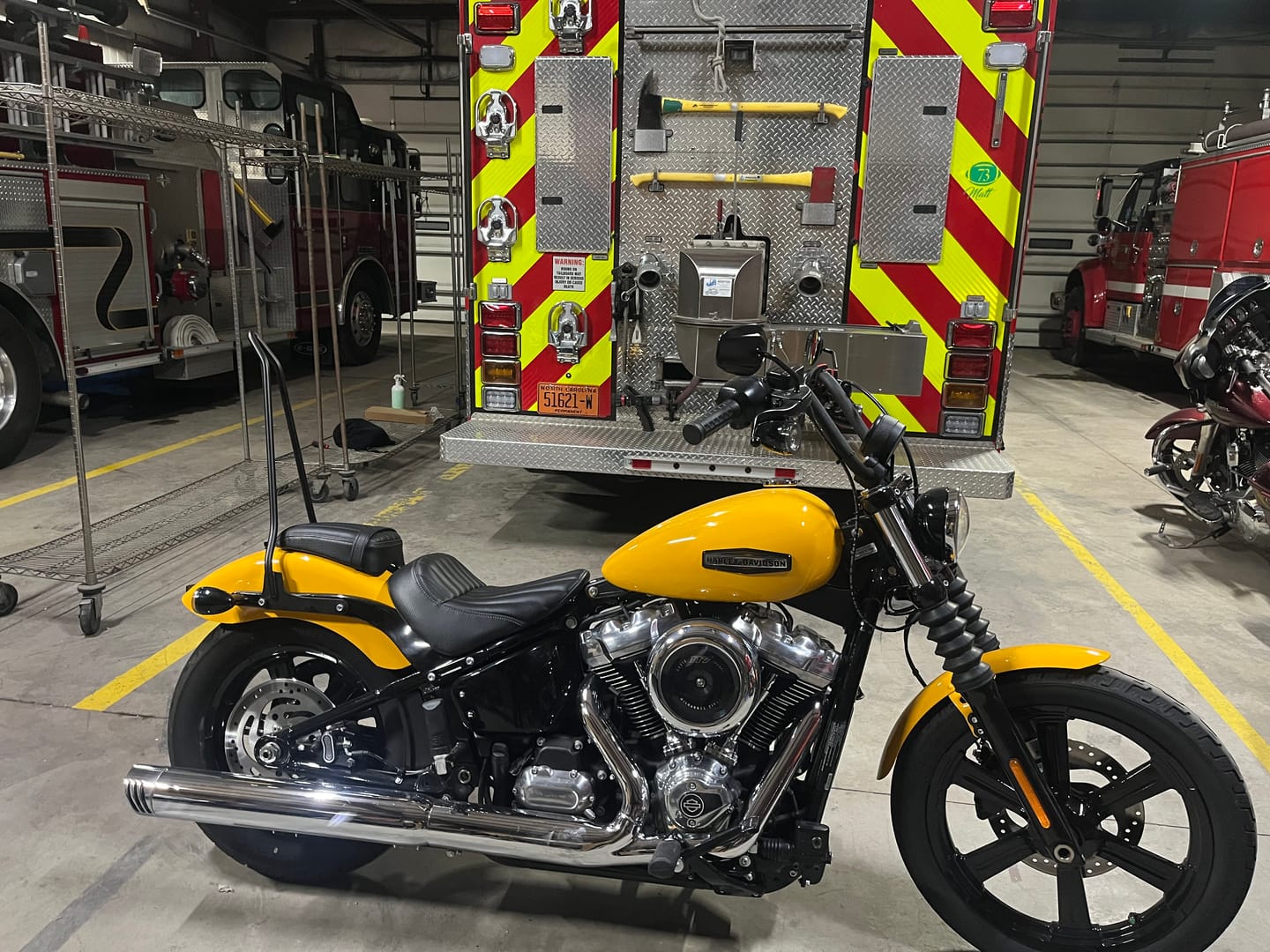 Customer photo review of Iron Born Blade 25" Sissy Bar for Harley Softail Street Bob Matte Black