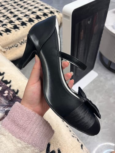 Customer photo review of Original Lolita-style faux satin leather high heels