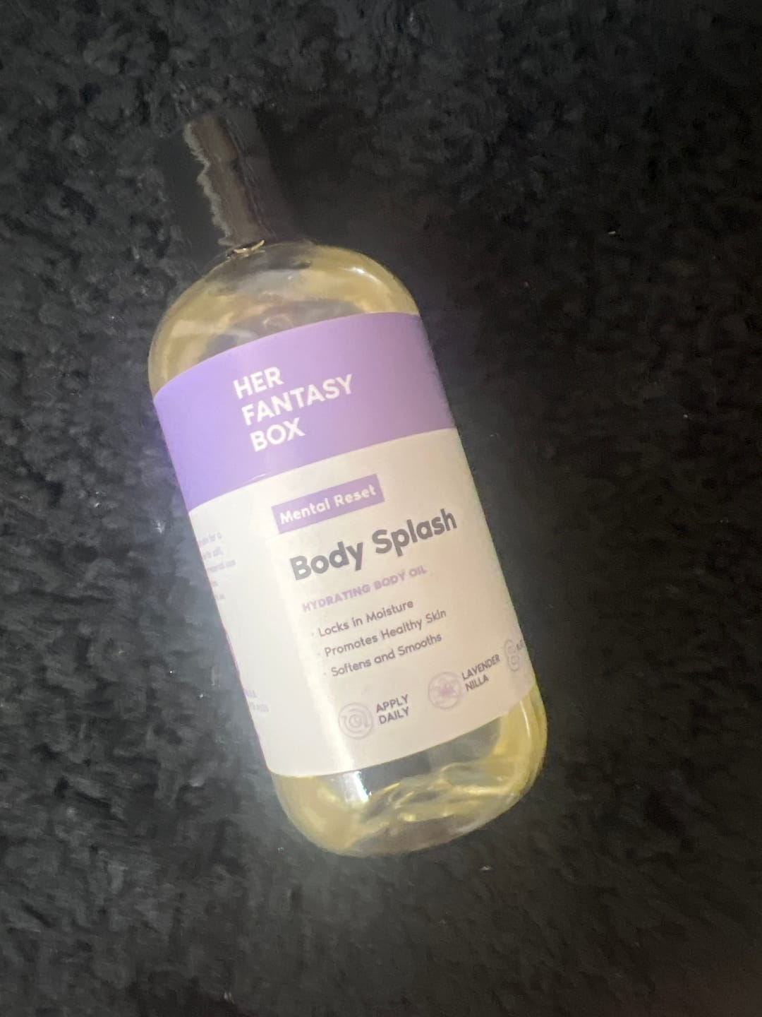 Customer photo review of Body Splash - Skin Smoothing Body Oil (Mental Reset – Lavender & Vanilla CALMING SPA SCENT)