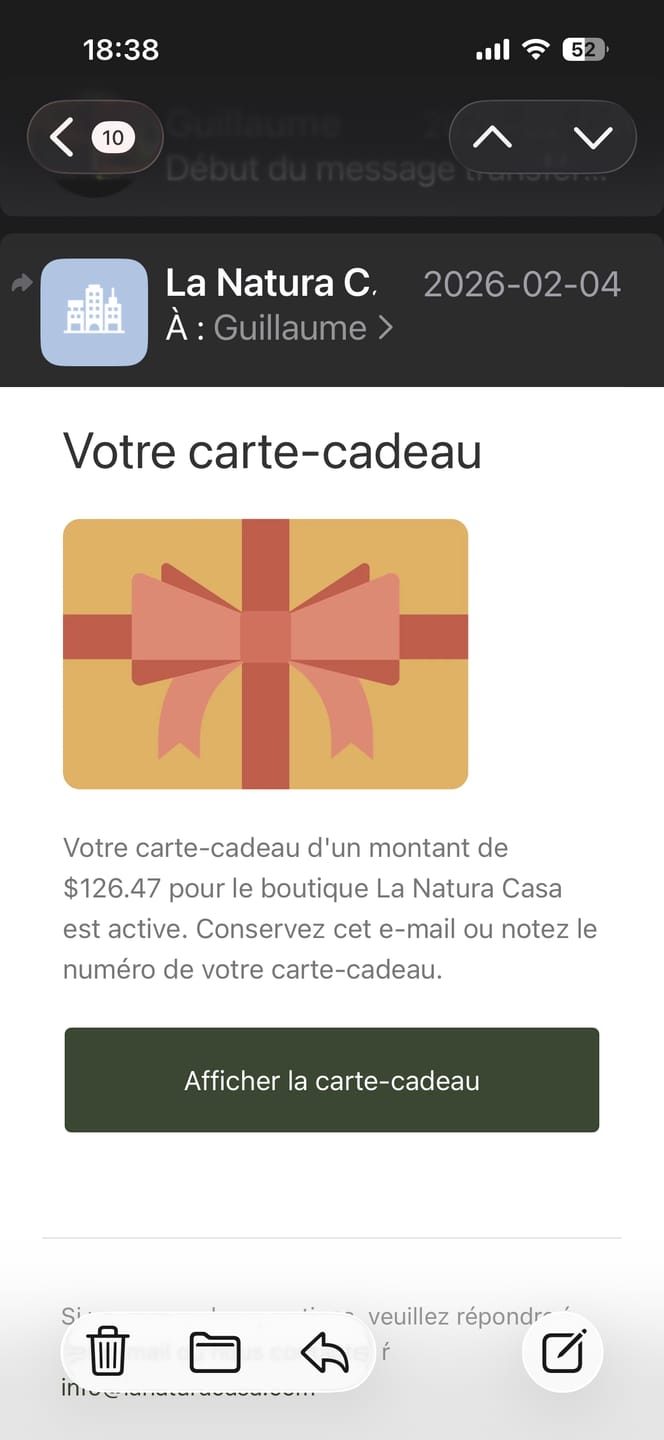 Customer photo review of Carte-cadeau (virtuelle)