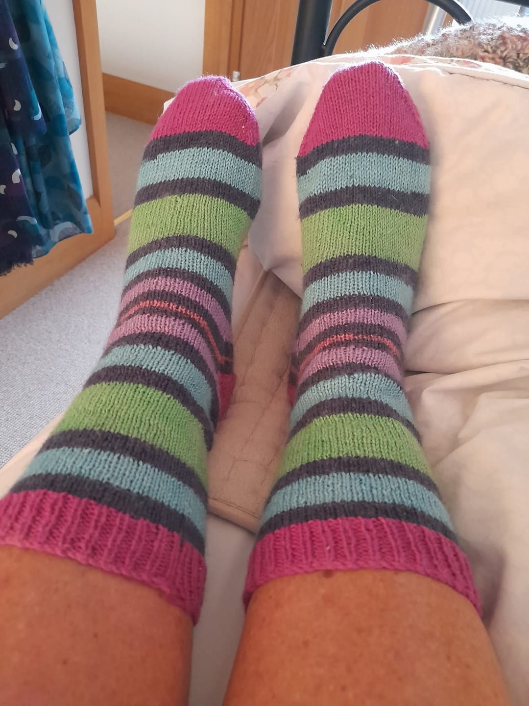 Customer photo review of James C. Brett Funny Feetz 4 Ply Sock Yarn – Self-Striping 100g