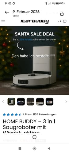 Customer photo review of HOME BUDDY –  3 in 1 Saugroboter mit Wischfunktion