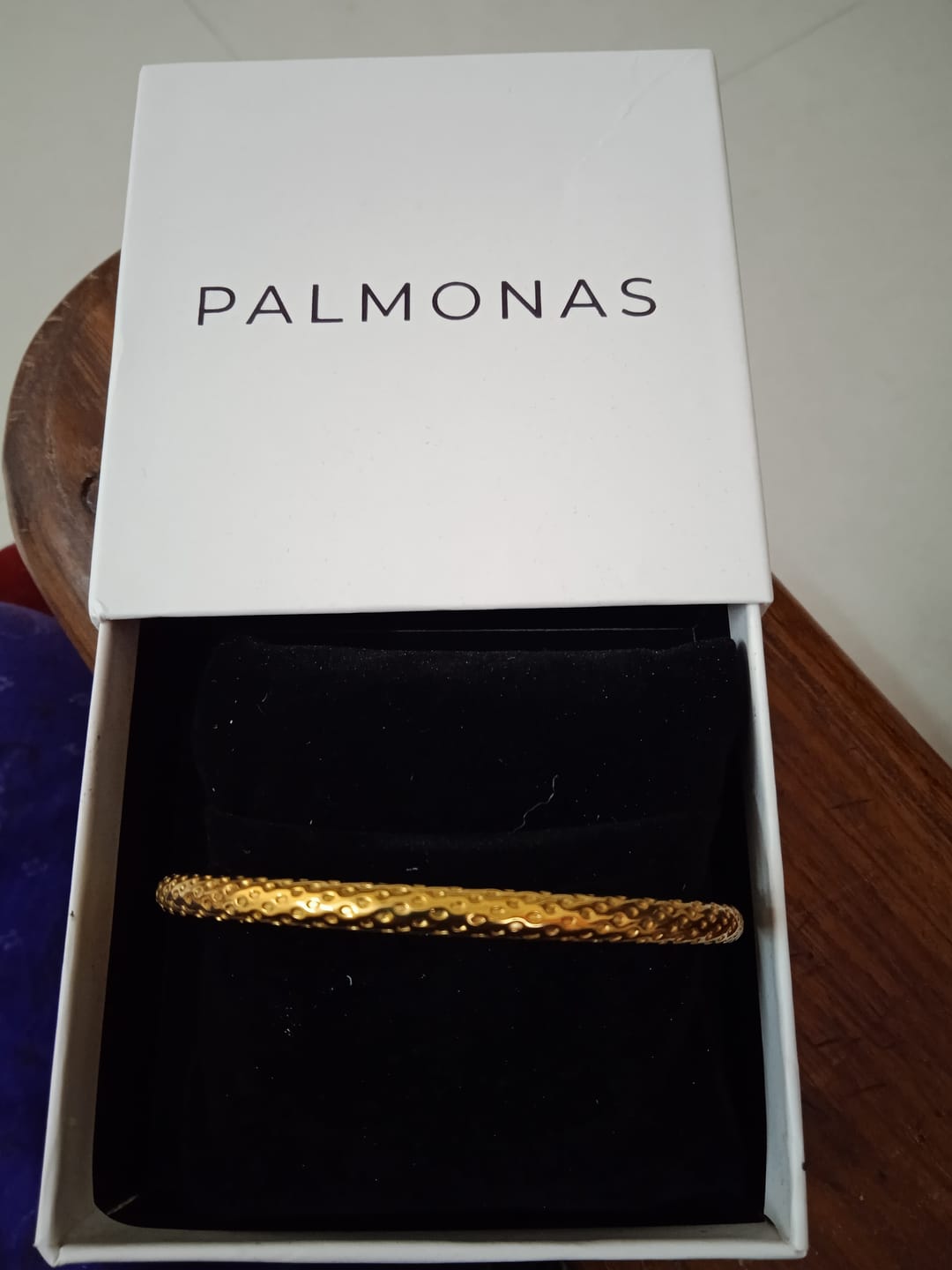 Customer photo review of Engraved Dots Bangle Bracelet