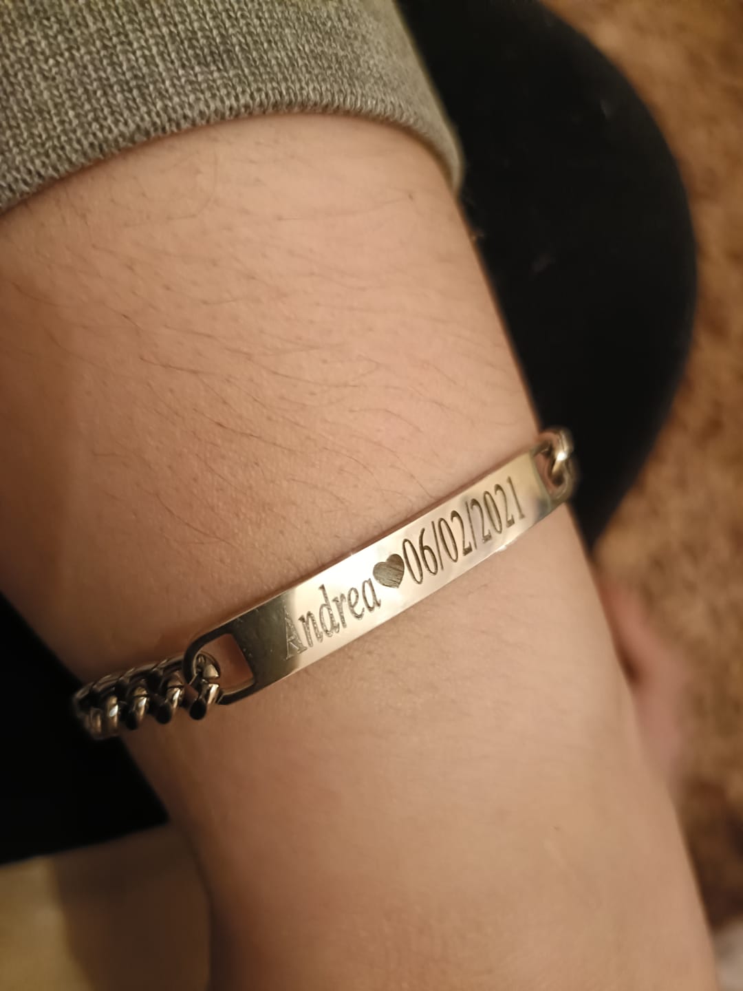 Customer photo review of Coppia di Bracciali Amore Eterno Personalizzati con incisione