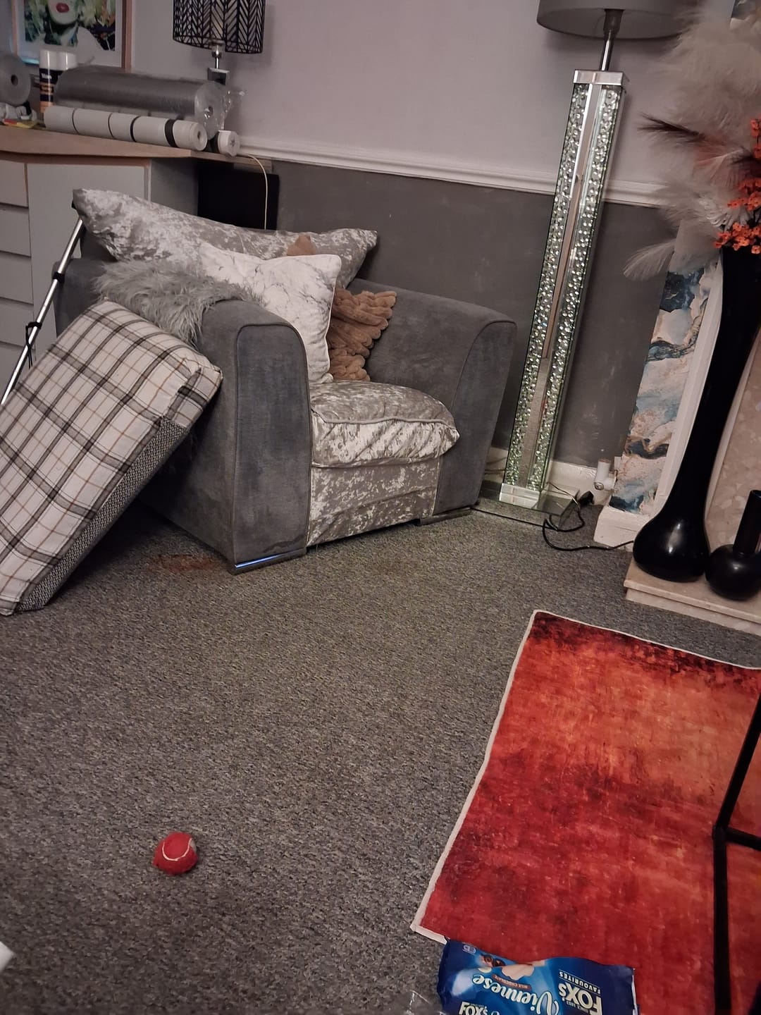 Customer photo review of Marble Crushed Velvet Upholstery Fabric