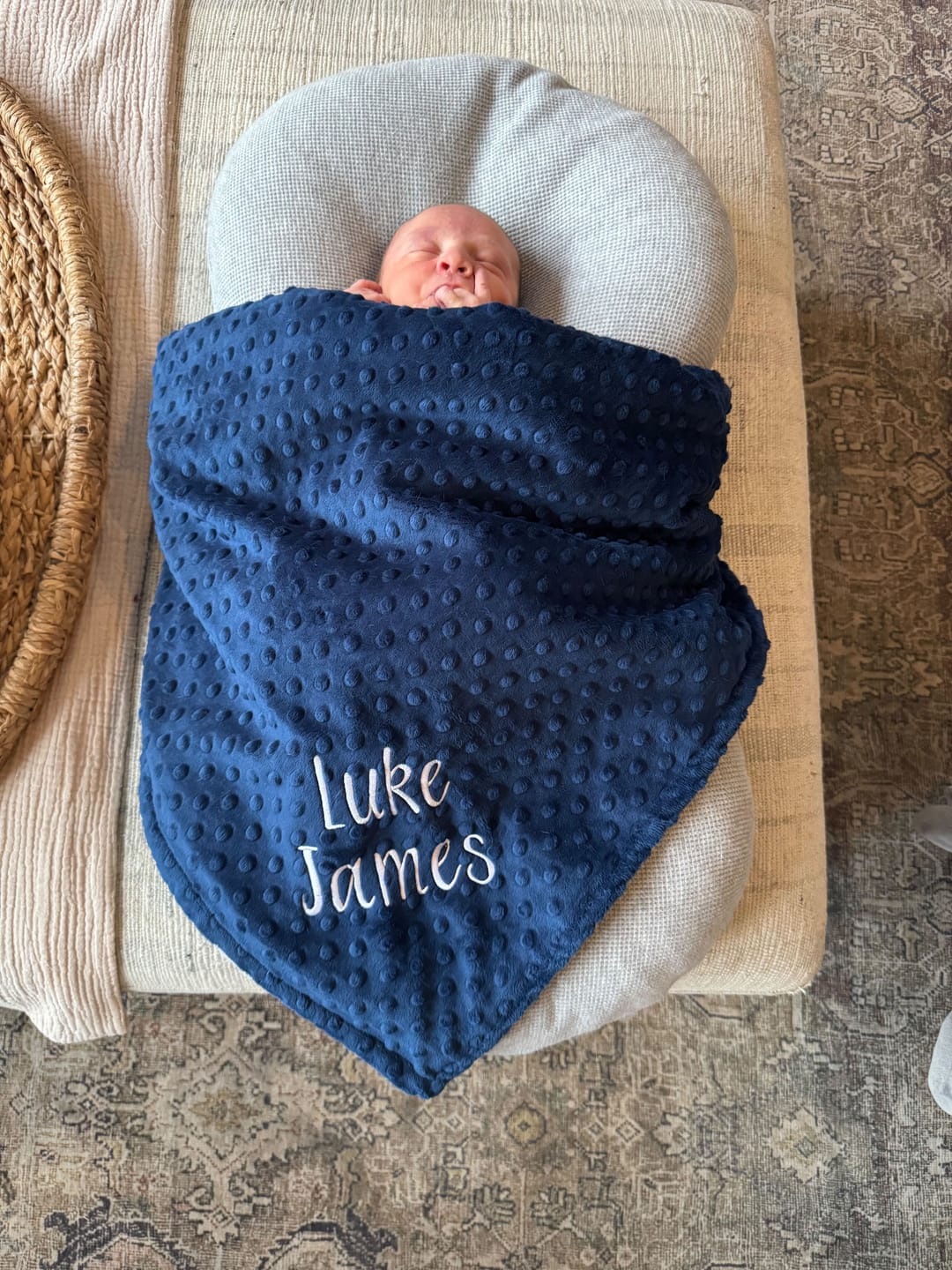 Customer photo review of Rosewater Pink Hide Minky Baby Blanket - Personalized