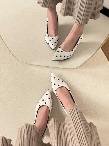 Customer photo review of Polka Dot Wedge Heels