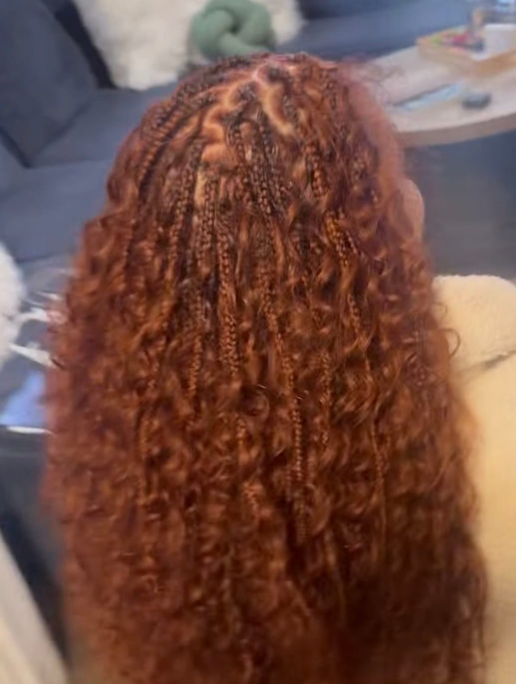 Customer photo review of Copper Color Deep Wave Bulk Hair Extensions for Braiding