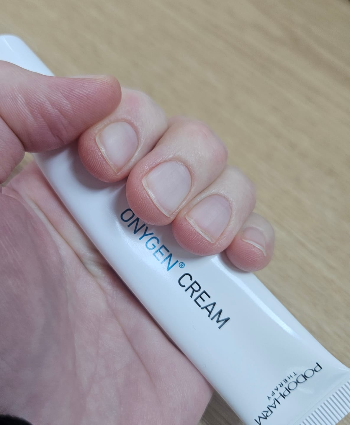Customer photo review of Podopharm Therapy Onygen Cream with Colostrum for Damaged and Weakened Nails 20ml