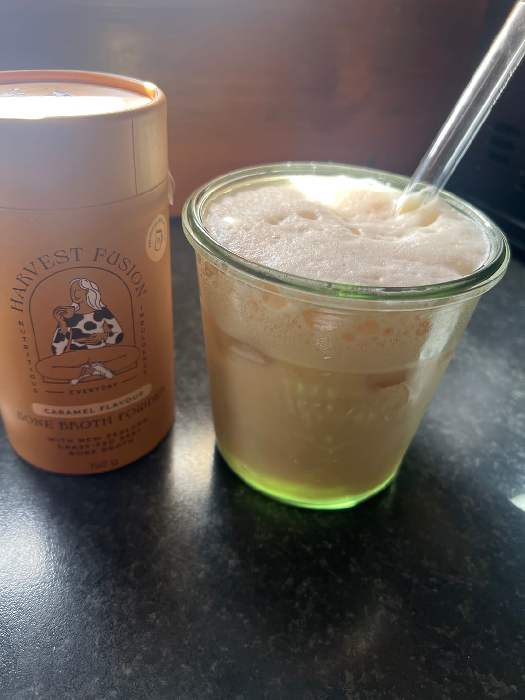 Customer photo review of Caramel Bone Broth Powder