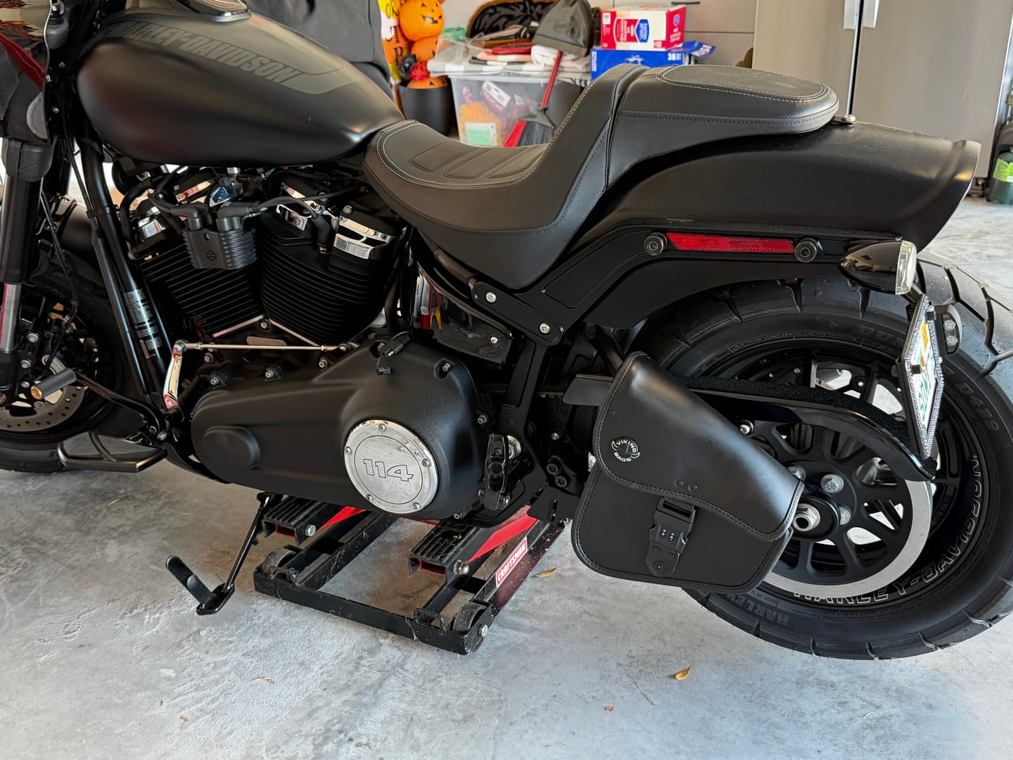 Customer photo review of 3L - Digilock Motorcycle Swingarm Bag for Harley Softail