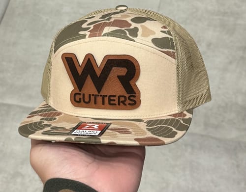 Customer photo review of Custom Leather Patch 7 Panel Trucker Hat - Richardson 168P