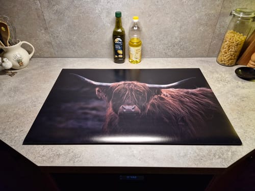 Customer photo review of Inductiebeschermer - Schotse Hooglander - Dieren - Natuur - WIld - Bruin - Zwart