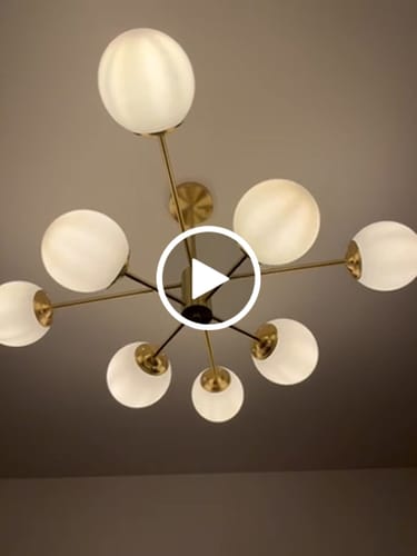 Customer video review of 6/8/12-Light Mid-Century Modern Opal White Glass Globe Chandelier