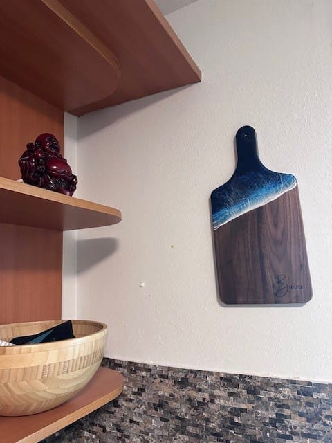 Customer photo review of Ocean Resin Cutting Board with Black Walnut Wood