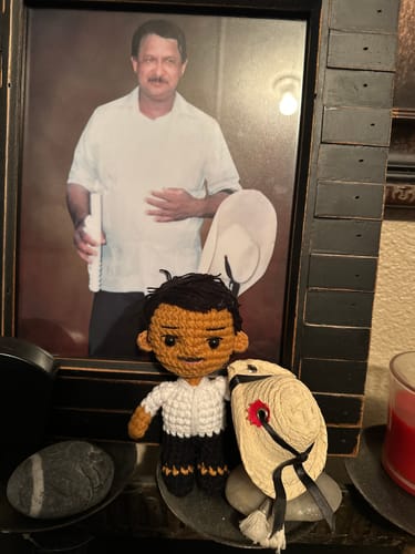 Customer photo review of Dolly® Personalized Crochet Doll with Photo Card