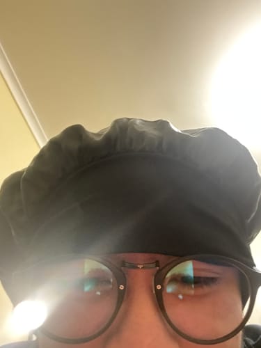 Customer photo review of Black Silky Bonnet