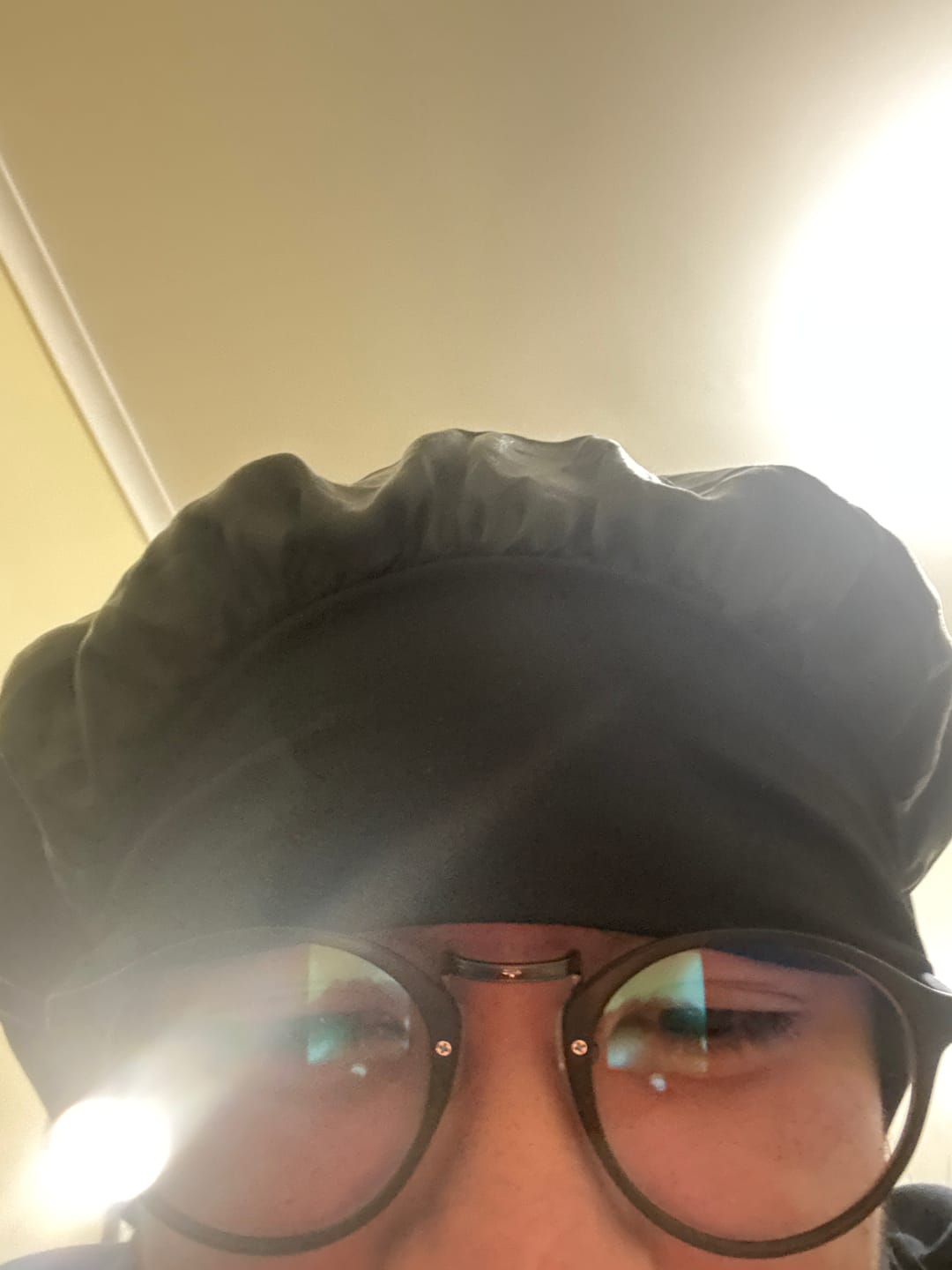 Customer photo review of Black Silky Bonnet