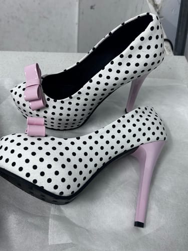 Customer photo review of Bow-tie polka dot high heels