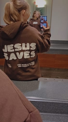 Customer photo review of Jesus Saves Patchwork Hoodie