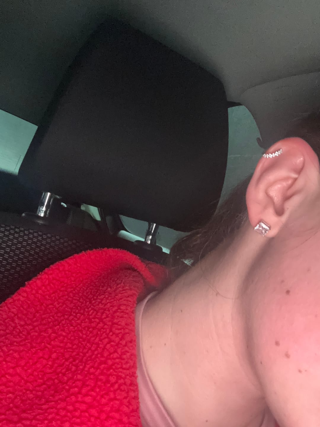 Customer photo review of Flora Crystal Hoop Earrings Silver