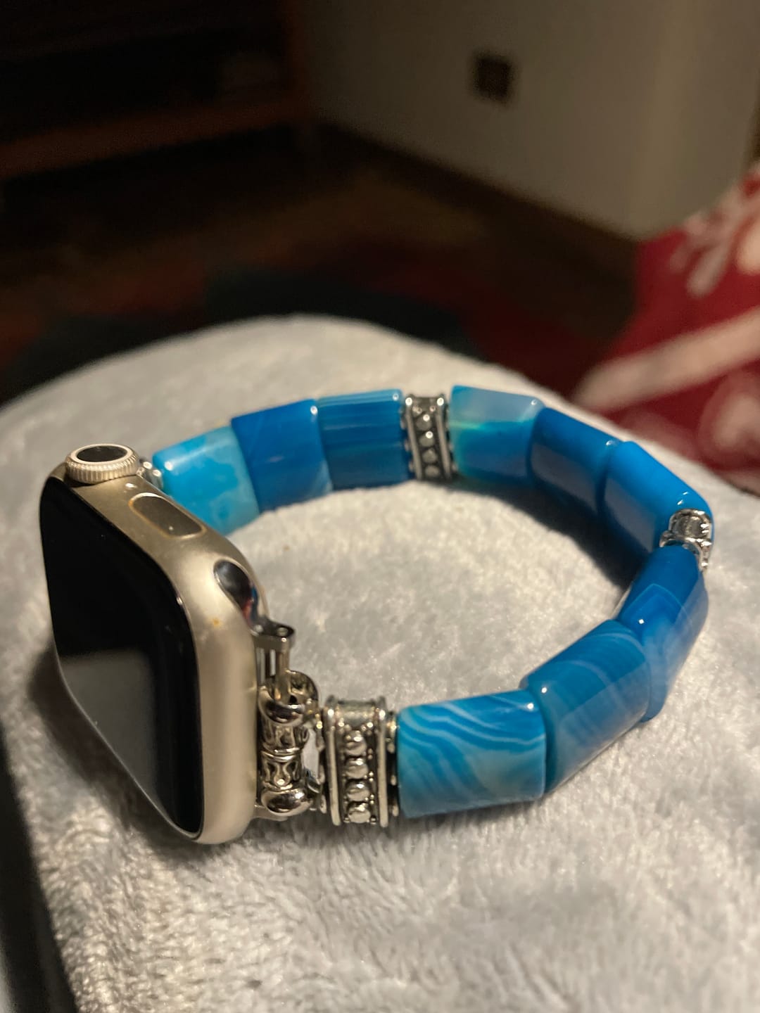 Customer photo review of Serene Abyss Agate Stretch Apple Watch Strap