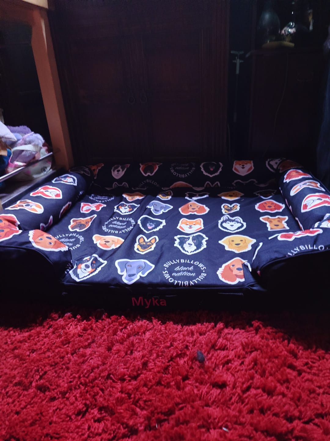Customer photo review of Luxury Dog Bed - Black Edition | Add your dogs name