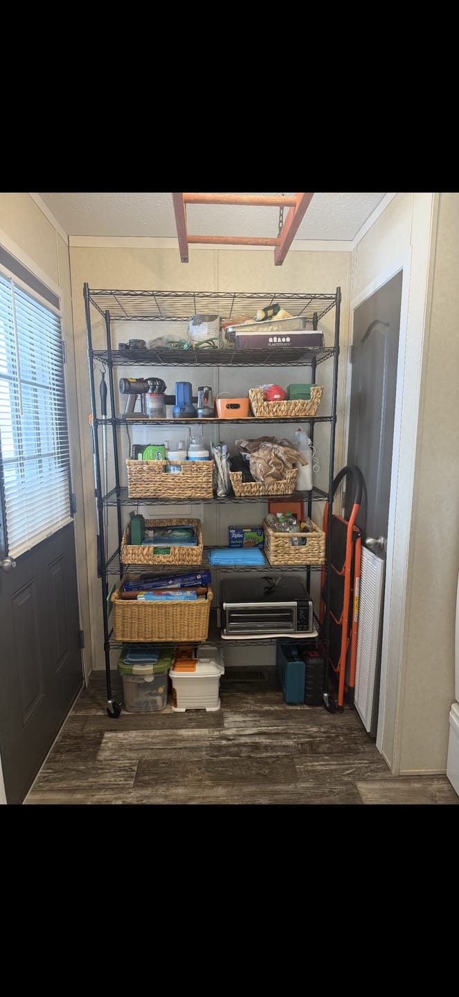 Customer photo review of Reibii 6-Tier 45" W Wire Shelving with Wheels, Adjustable Steel Shelves Load 1200LBS, Storage Racks for Kitchen Pantry Closet
