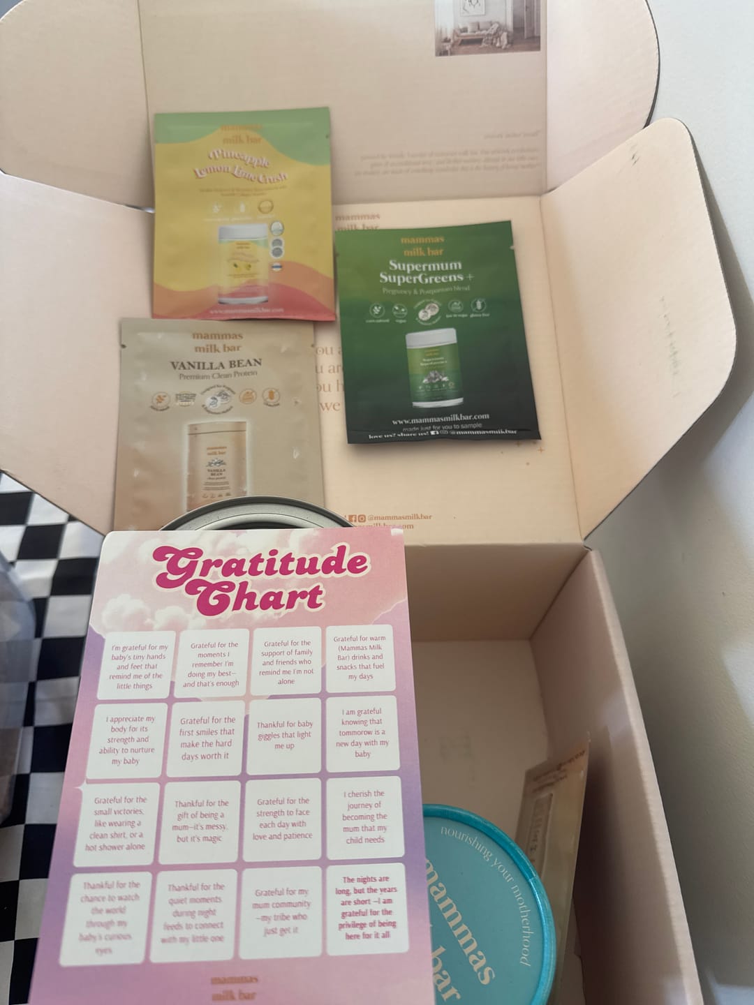 Customer photo review of 💧FREE Hydration & Protein Samples and Gratitude Chart with Orders Over $90!