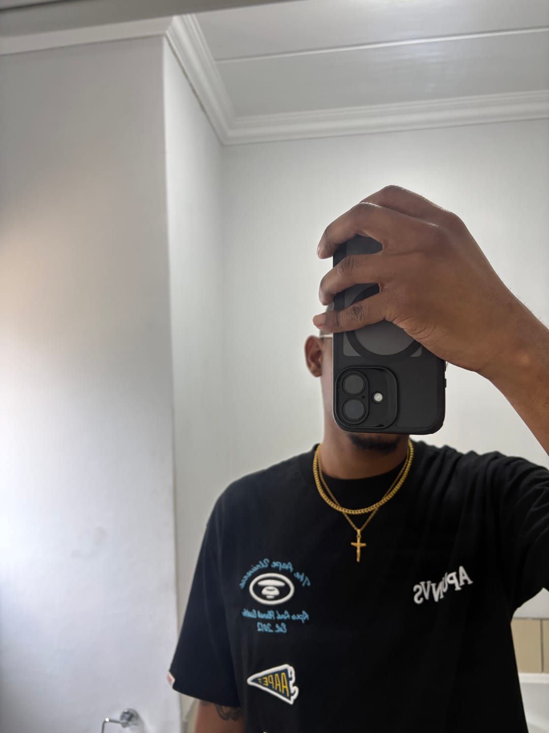 Customer photo review of Gold crucifix necklace