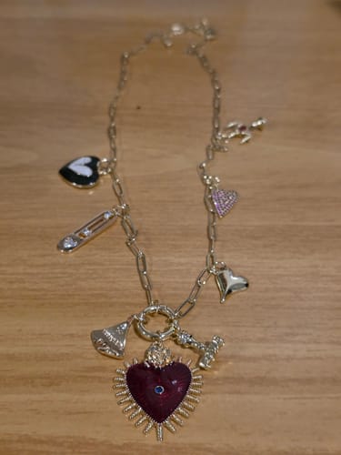 Customer photo review of Custom Charm Necklace Set – Chain + 5 Charms - Gold Plated (TT LIVE)