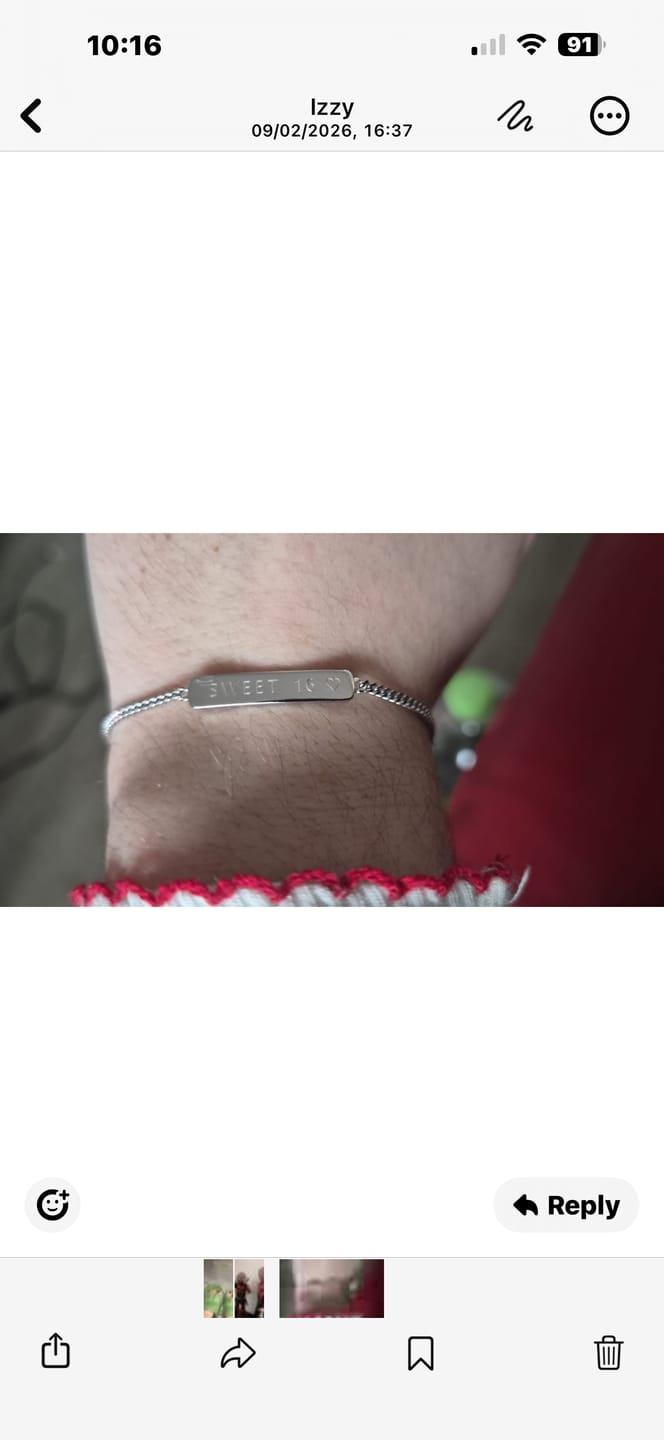 Customer photo review of The Engraved Bracelet Silver