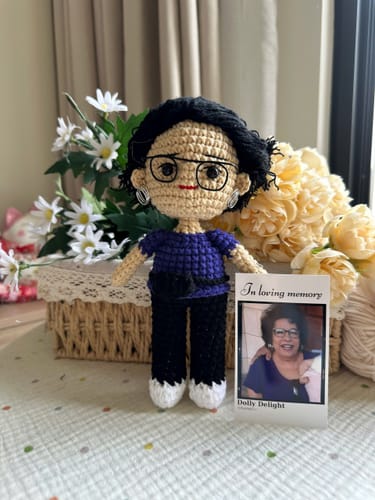 Customer photo review of Dolly® Personalized Crochet Doll with Photo Card