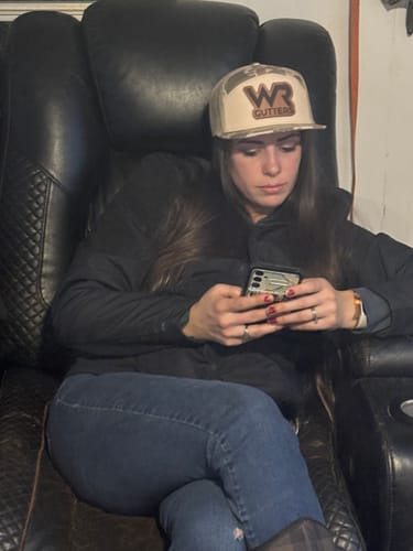 Customer photo review of Custom Leather Patch 7 Panel Trucker Hat - Richardson 168P