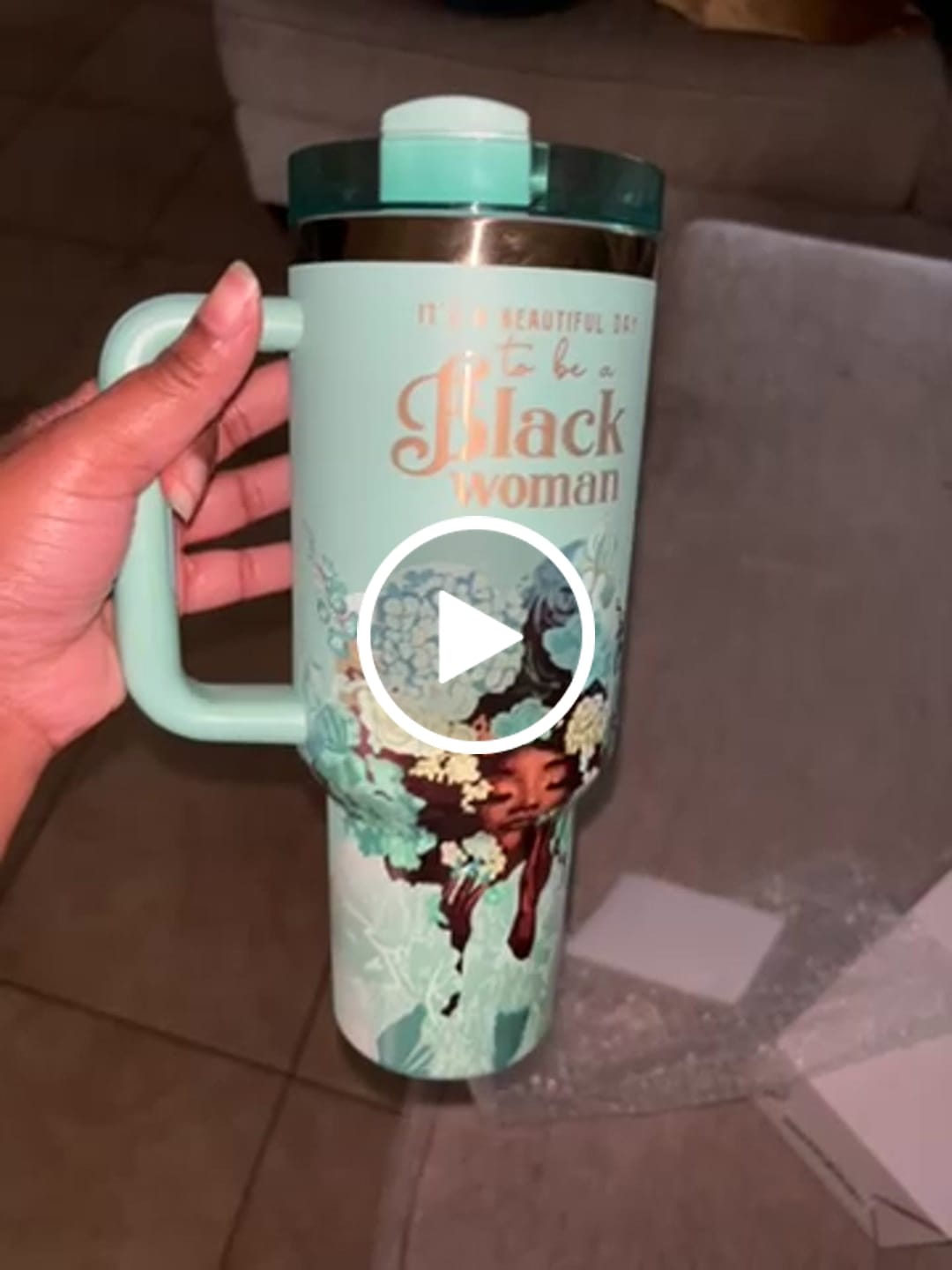 Customer video review of Rose Pink “Royalty Blossomed” Insulated Tumbler – "It’s a Beautiful Day to be a Black Woman"