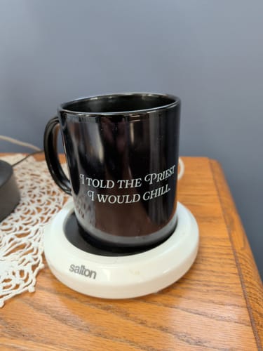Customer photo review of I Told The Priest I Would Chill Mug
