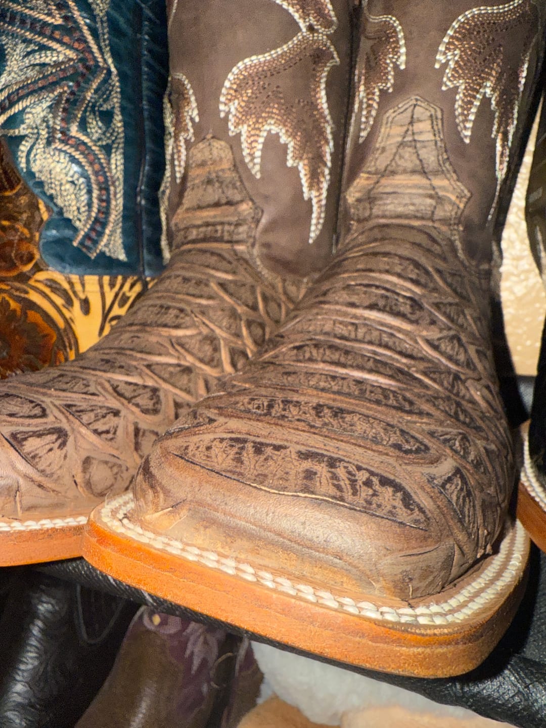 Customer photo review of Cowboy Boot Brown Python