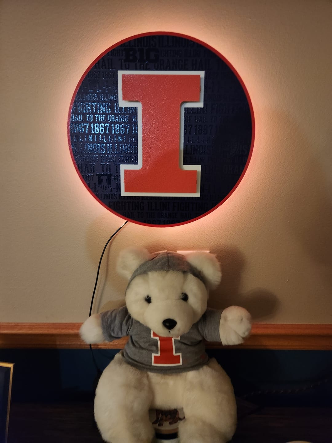 Customer photo review of Illinois Fighting Illini Block "I" in ORANGE CRAFT SERIES 3D Vintage Metal Wall Art