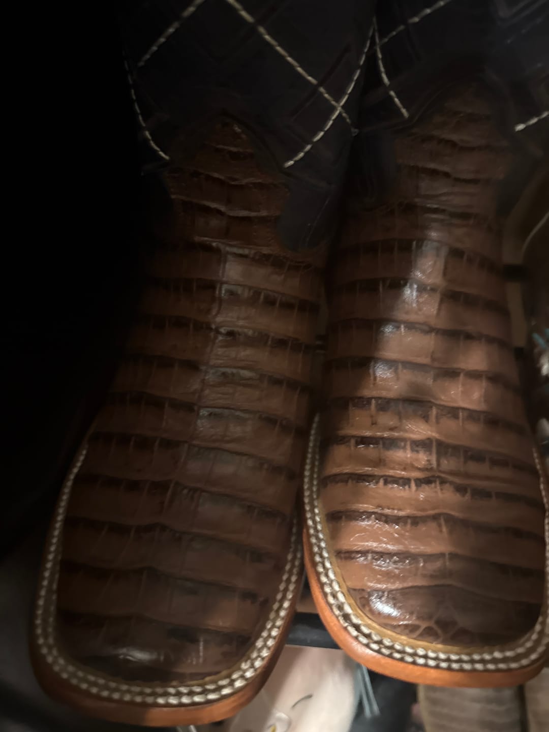 Customer photo review of Cowboy Boot Brown Caiman Belly