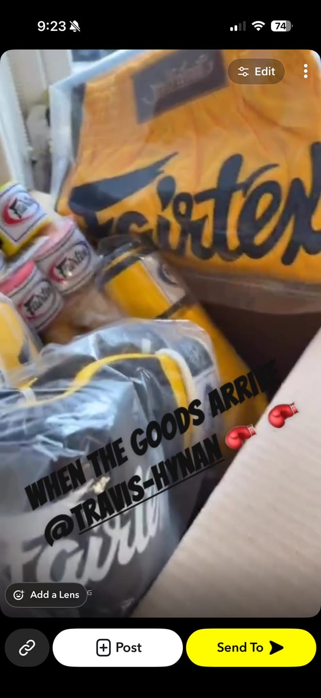 Customer photo review of Fairtex BS1701 Yellow Slim Cut Muay Thai Shorts