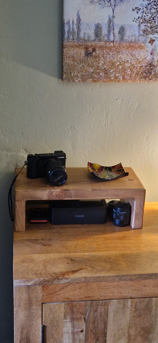 Customer photo review of Rustic Monitor Stand | Wooden Sides