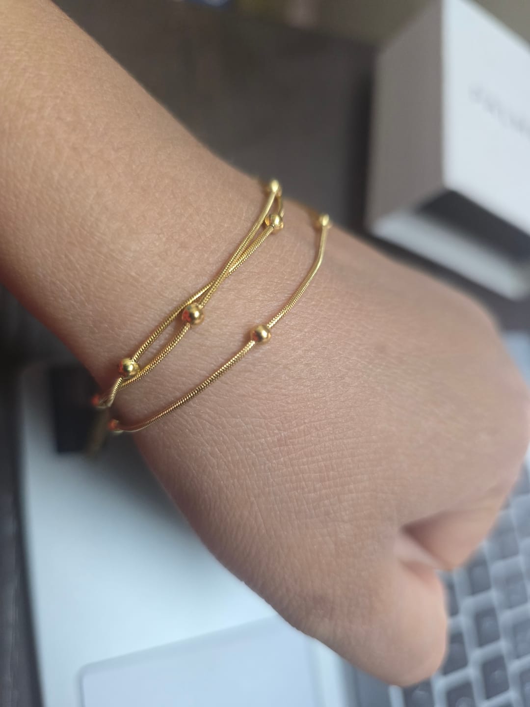 Customer photo review of Beaded Beauty Layered Chain Bracelet