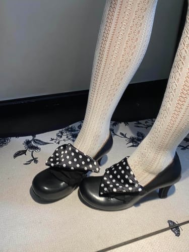 Customer photo review of Polka Dot Brown Mary Janes