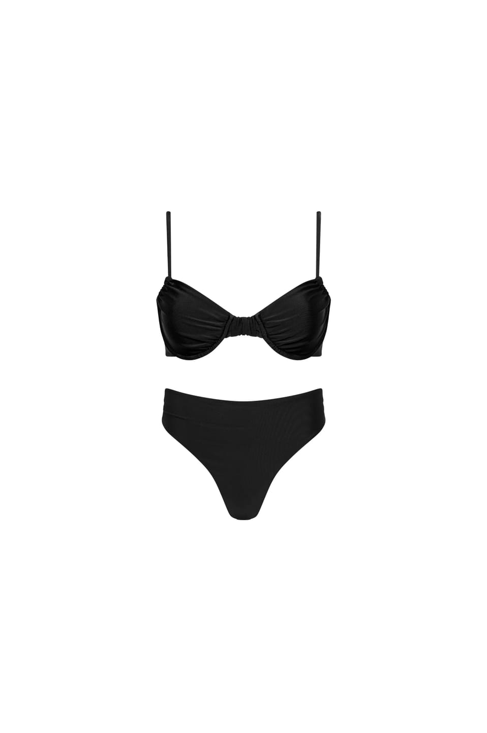 Customer photo review of Capri Ruched Underwire High Waist Bikini Set Black