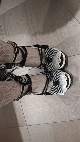 Customer photo review of Lolita high heels for women with chunky heels