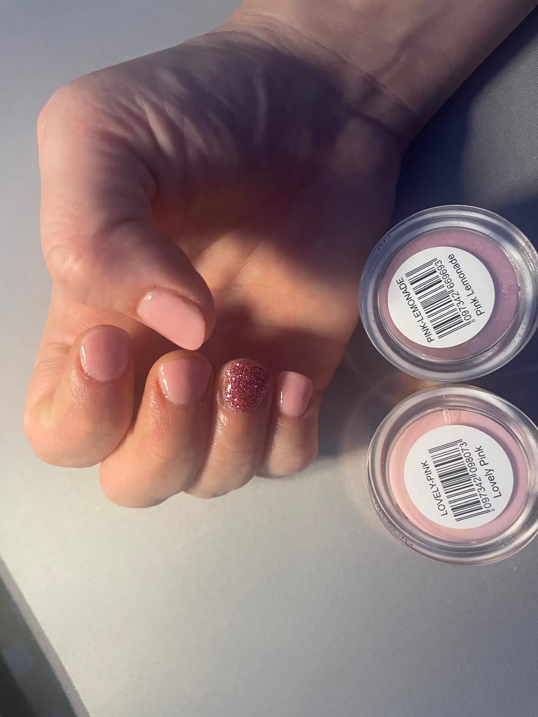 Customer photo review of Lovely Pink Dipping Powder