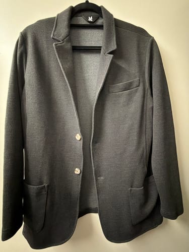 Customer photo review of Casual Knit Blazer: Carbon Black