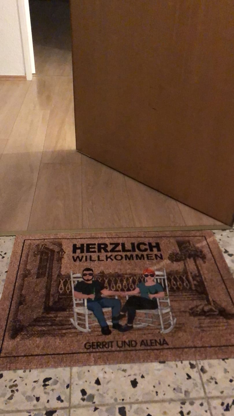 Customer photo review of Herzlich Willkommen - Paar-Fußmatte