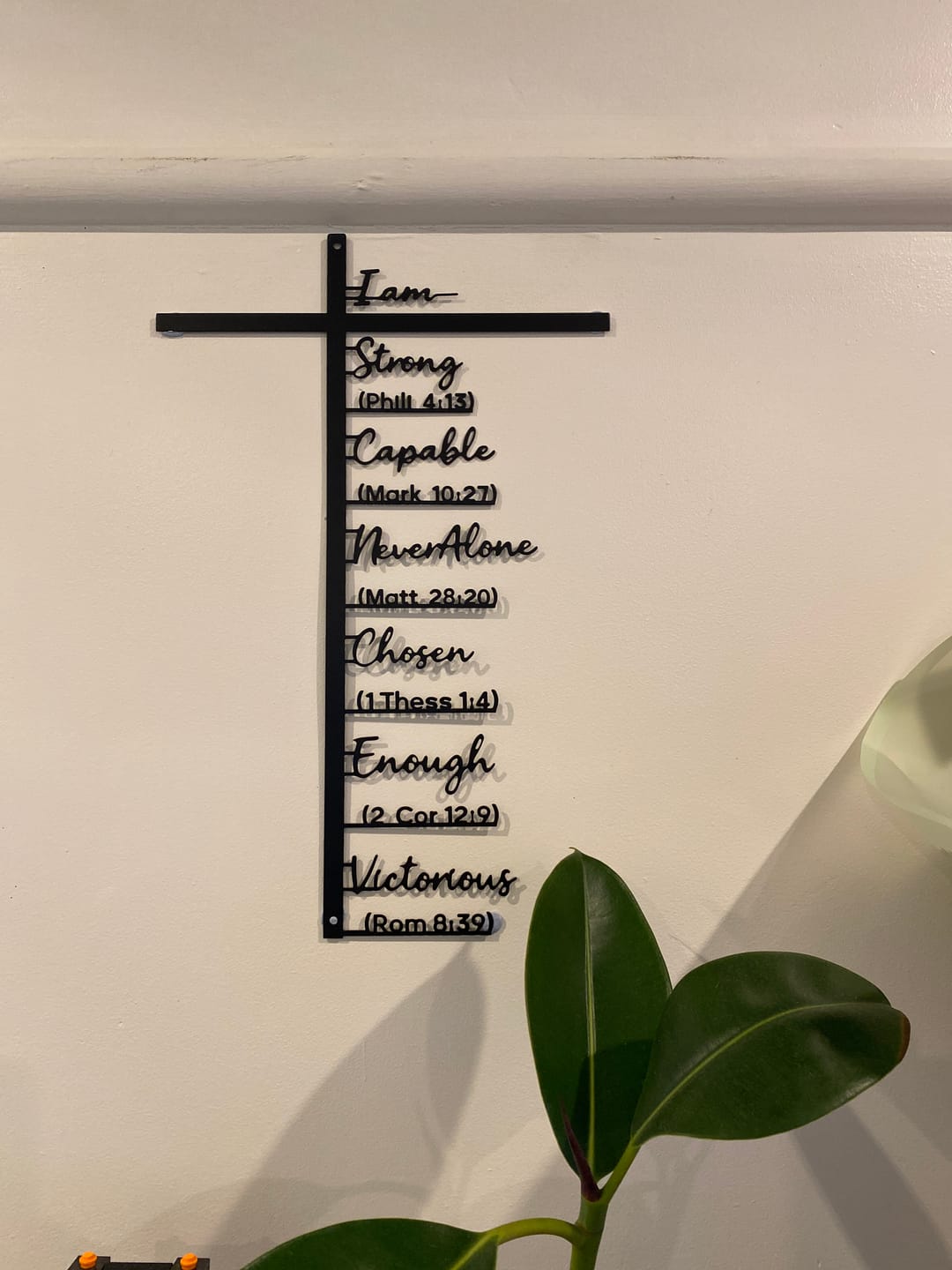 Customer photo review of Christianartworkshop Biblical Verse Cross Metal Wall Decor: Daily Faith Reminder