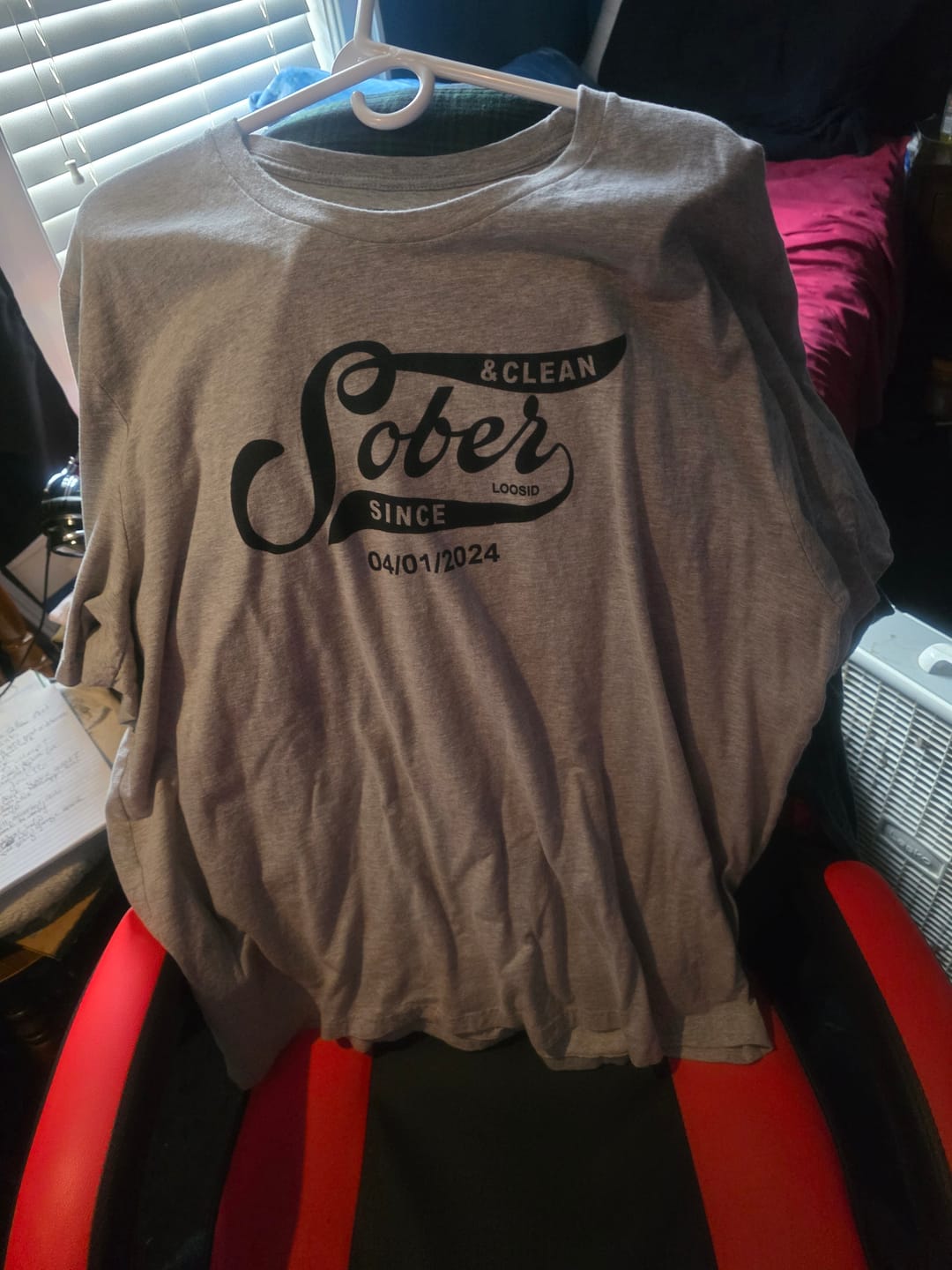 Customer photo review of Sober T Shirt | Personalized Sober Since Shirt with Custom Date
